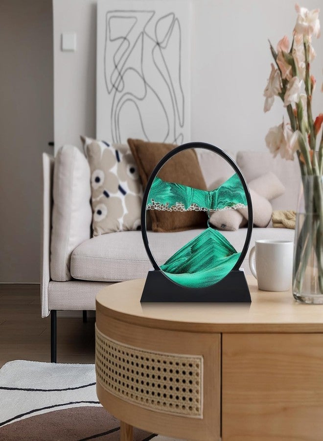 V21 إطار فن الرمل المتحرك V21® مقاس 7 بوصات يدور 360 درجة | ديكور مكتبي بحركة سائلة متدفقة | لعبة منظر رملي مريح للمنزل والمكتب (أخضر) - Image 5